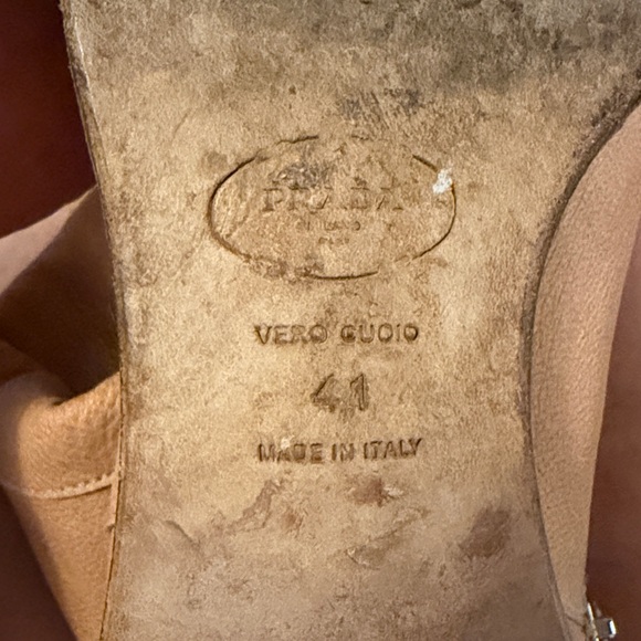 Prada Vintage Slouch Leather Mid-Calf Boots Camel Tan Made in Italy Size 41 / 10 - Picture 9 of 9